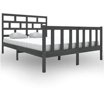 Rám postele sivý masívna borovica 160 × 200 cm, 3101360