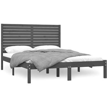 Rám postele sivý masívne drevo 160 × 200 cm, 3104620