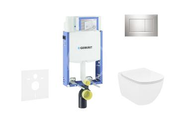 GEBERIT - Kombifix Modul na závesné WC s tlačidlom Sigma30, lesklý chróm/chróm mat + Ideal Standard Tesi - WC a doska, Rimless, SoftClose 110.302.00.5 NE6