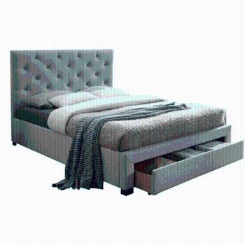 KONDELA Moderná posteľ s úložným priestorom, sivá látka, 160x200, SANTOLA