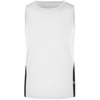 James & Nicholson Pánske športové tričko bez rukávov JN305 - Biela / čierna | XXXL