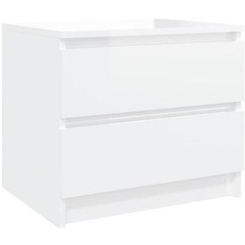 SHUMEE Nočný stolík biely s vysokým leskom 50 × 39 × 43,5 cm drevotrieska, 806205