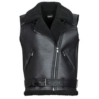 Only  Kožené bundy ONLLIS FAUXLEATHER BOND WAISTCOAT CC OTW  Čierna