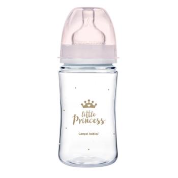Canpol babies Dojčenská antikoliková fľaša široká EasyStart ROYAL BABY ružová 240 ml