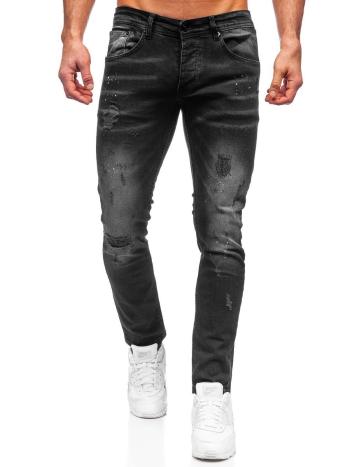 Czarne spodnie jeansowe męskie regular fit Denley 4009