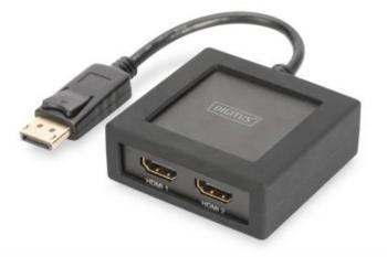 Digitus DS-45403 2 porty DisplayPort splitter kovový ukazovateľ, pripravené pre Ultra HD, s hliníkovým krytom 4096 x 216