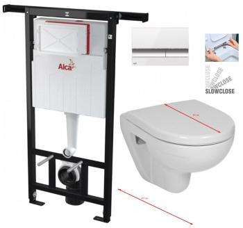 ALCADRAIN Alcadrain Jádromodul - predstenový inštalačný systém s bielym / chróm tlačidlom M1720-1 + WC JIKA LYRA PLUS 49 + SEDADLO duraplastu SLOWCLOSE AM102/1120 M1720-1 LY4