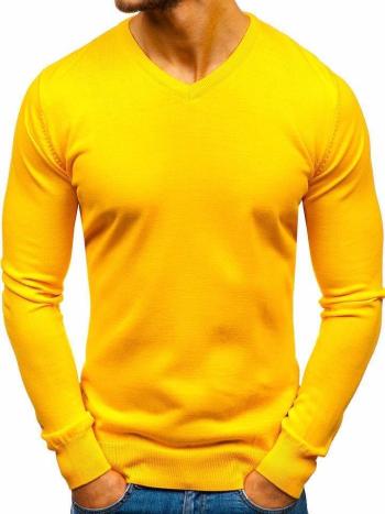 Žltý pánsky sveter s výstrihom do V Bolf2200