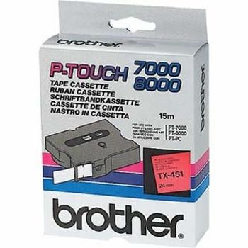 Brother TX-451, 24mm x 15m, čierna tlač / červený podklad, originálna páska