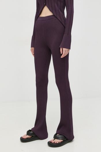 Nohavice Patrizia Pepe dámske, fialová farba, priliehavé, vysoký pás