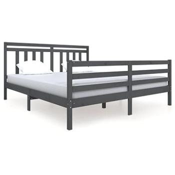 Rám postele sivý masívne drevo 180 × 200 cm Super King, 3100671