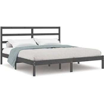 Rám postele sivý masívne drevo 180 × 200 cm Super King, 3104950