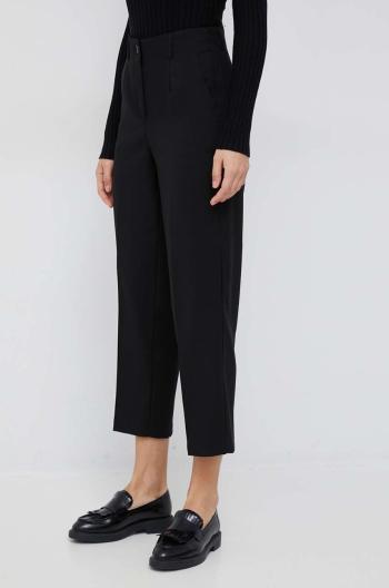 Nohavice Vero Moda dámske, čierna farba, rovné, vysoký pás