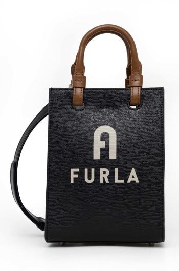 kožená kabelka Furla varsity čierna farba