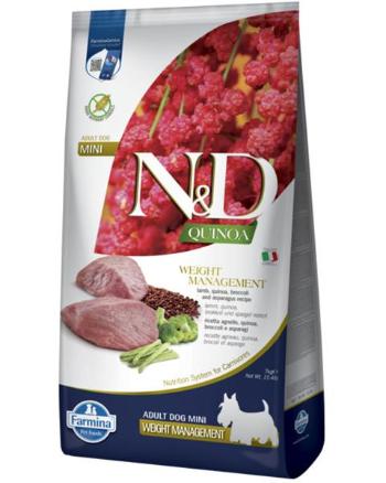 Farmina N&D dog QUINOA (GF) adult mini, weight managment, lamb granule pre psy 7kg