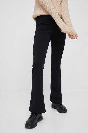 Nohavice Vero Moda dámske, čierna farba, zvony, vysoký pás