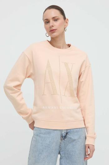 Bavlnená mikina Armani Exchange dámska, biela farba, s nášivkou, 8NYM01 YJ68Z NOS