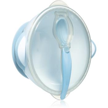 BabyOno Be Active Suction Bowl with Spoon jedálenská sada pre deti Blue 6 m+ 2 ks