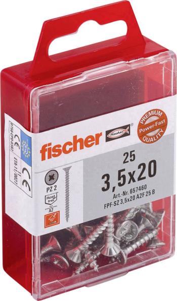Fischer  657460 skrutka do dreva 3.5 mm 20 mm krížová dražka Pozidriv     glavanizované zinkom 25 ks