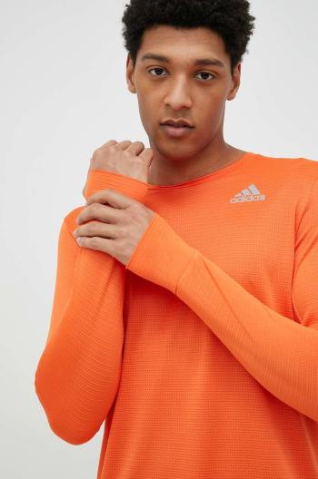 Bežecké tričko s dlhým rukávom adidas Performance Own the Run oranžová farba, jednofarebné