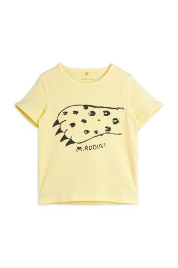 Detské tričko Mini Rodini žltá farba, s potlačou