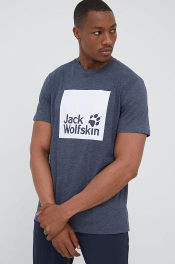 Tričko Jack Wolfskin pánske, tmavomodrá farba, s potlačou