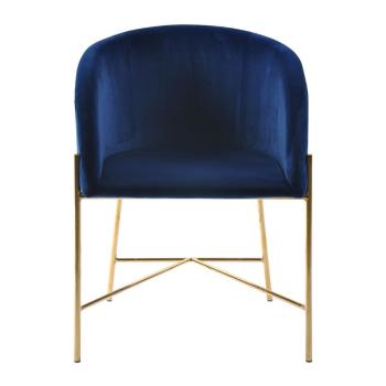 Tmavomodrá stolička s nohami v zlatej farbe Interstil Nelson