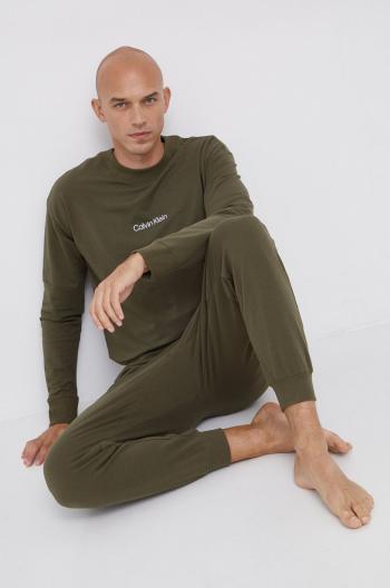 Pyžamové nohavice Calvin Klein Underwear pánske, zelená farba, jednofarebné