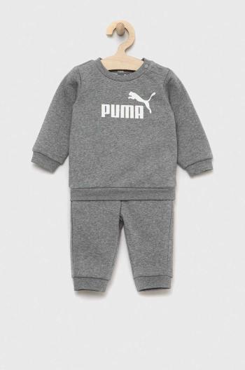 Tepláková súprava pre bábätká Puma Minicats ESS Crew Jogger FL šedá farba