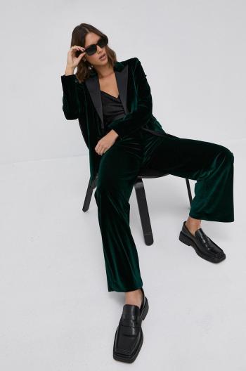 Nohavice Karl Lagerfeld dámske, zelená farba, široké, vysoký pás