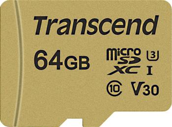 Transcend Premium 500S pamäťová karta micro SDXC 64 GB Class 10, UHS-I, UHS-Class 3, v30 Video Speed Class vr. SD adapté