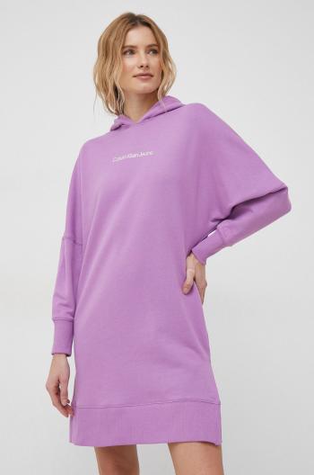 Bavlnené šaty Calvin Klein Jeans fialová farba, midi, oversize