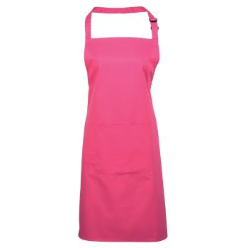 Premier Workwear Kuchynská zástera s náprsenkou a vreckom - Hot pink