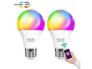 Smart sada LED žiaroviek E27 9W RGB NOUS P3/2pack WiFi Tuya