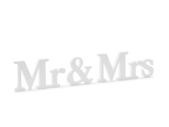 Drevená tabuľka Pán a pani - biela, 50 x 9,5 cm - PartyDeco