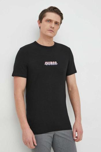 Tričko Guess pánske, čierna farba, s nášivkou