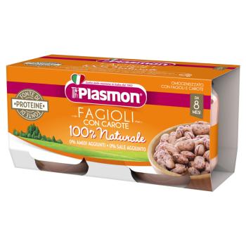 EXP: 31.08.2023 PLASMON Príkrm bezlepkový zeleninový s fazuľou a mrkvou 2x80g, 8m+