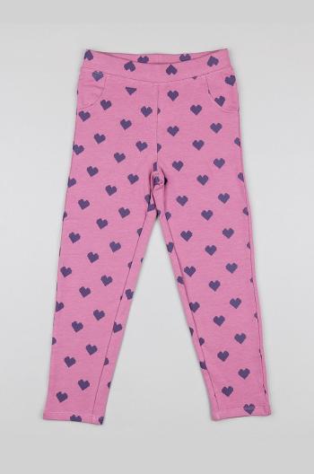 Detské nohavice zippy ružová farba, vzorované