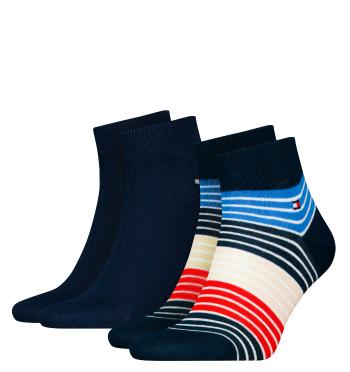 TOMMY HILFIGER - 2PACK quarter pánske ponožky multicolor stripe-39-42