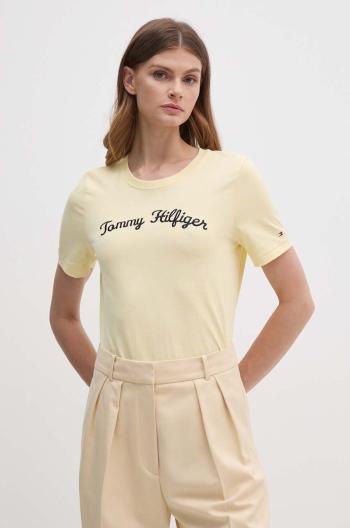 Bavlnené tričko Tommy Hilfiger dámske, žltá farba, WW0WW42589