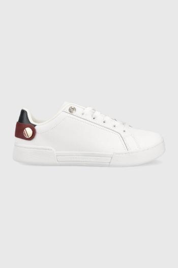 Kožené tenisky Tommy Hilfiger Button Detail Court Sneaker , biela farba,