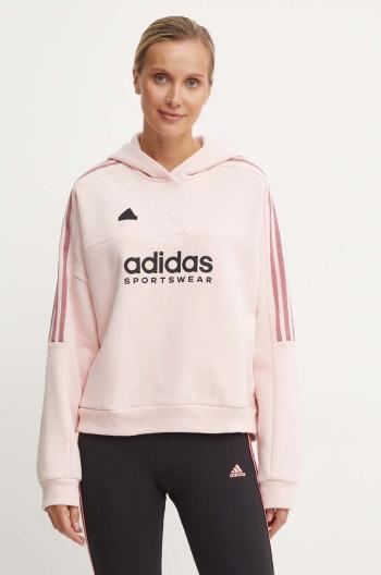 Tepláková mikina adidas Tiro ružová farba, s kapucňou, s nášivkou, IX3527