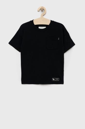 Detské bavlnené tričko Abercrombie & Fitch čierna farba, jednofarebný