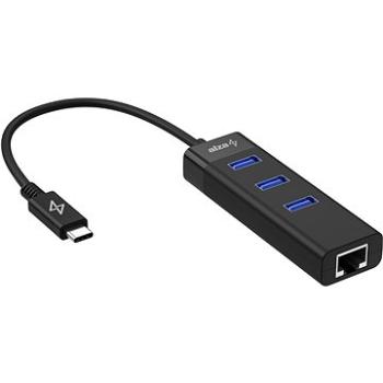 AlzaPower Core USB-C (M) na 3× USB-A (F) s LAN čierna (APW-HCC3AL1B)