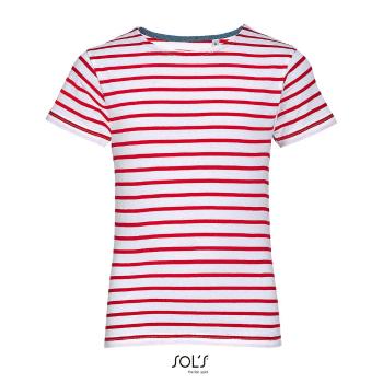 SOL'S Detské pásikavé tričko Miles - Biela / červená | 10 rokov (130/140)