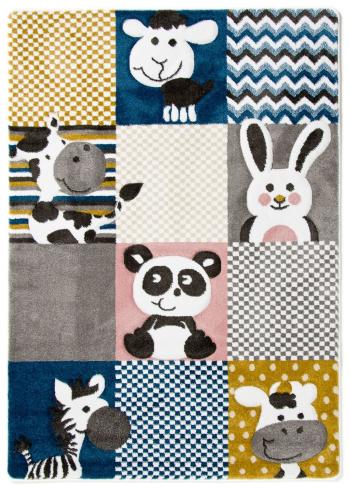 Detský koberec PETIT - ZOO zvieratká - farebný  rug - cream-grey 120 x 170 cm