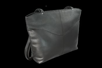 Černá kožená zipová kabelka se dvěma popruhy 212-2018-60