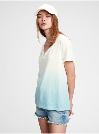 Tričko organic vintage tie-dye v-neck t-shirt Biela