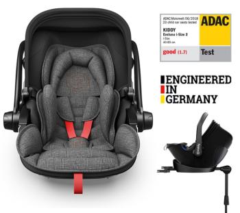 KIDDY Autosedačka Evoluna i-size 2 + Isofix základňa 40-83cm Grey Mel.-Hot Red BZP