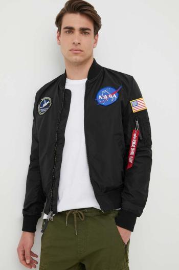 Obojstranná bunda bomber Alpha Industries pánska, čierna farba, prechodná